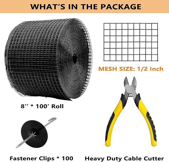 PROLEE 8 Inch X 100FT Solar Panel Bird/Critter Guard Anti-Rust with 100 Fastener Clips Rooftop