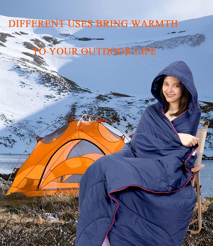Outdoor Puffy Camping Blanket, Lightweight Down Alternative Puffy Waterproof Stadium Blanket with