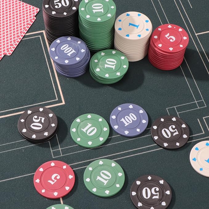 400Pcs Denomination Poker Chips Set,Lightweight Plastic Poker Chip with Numbered Value,Mini Trave