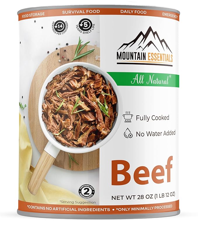MOUNTAIN ESSENTIALS All Natural Canned Beef 28 Oz ??Fully Cooked, Ready to Eat, Gluten Free
