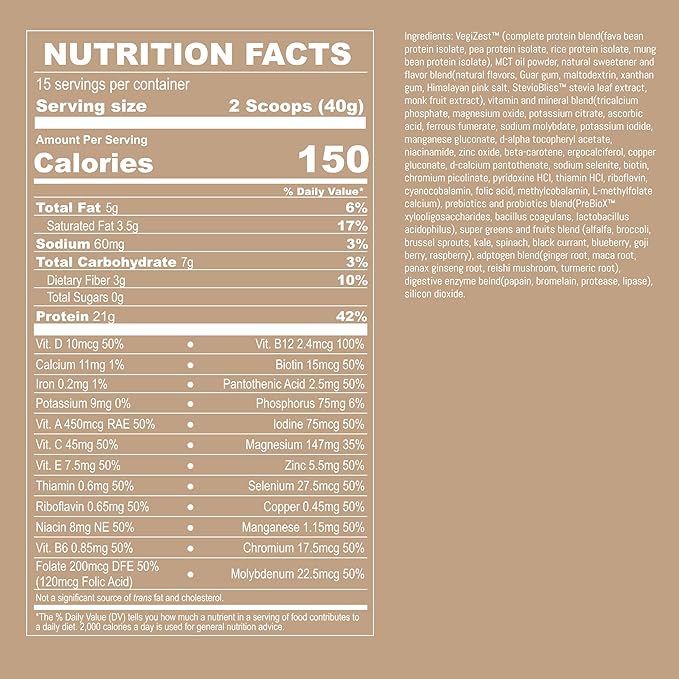 UpNourish Vanilla Cookie Vegan Protein Powder 54 Superfoods Powder,1.5 Billion CFU Probiotics 21g