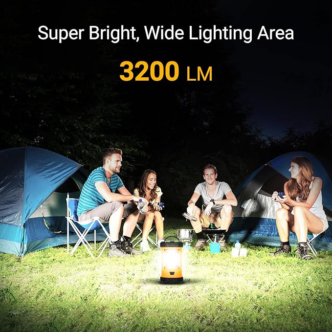 CT CAPETRONIX Camping Lantern, 3200LM Bright Camping Light, 4600mAh Rechargeable LED Lantern for