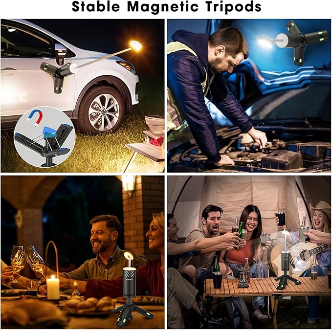 Camping Lights Rechargeable, Detachable Camping Lantern with Stand, Telescopic Waterproof Camp