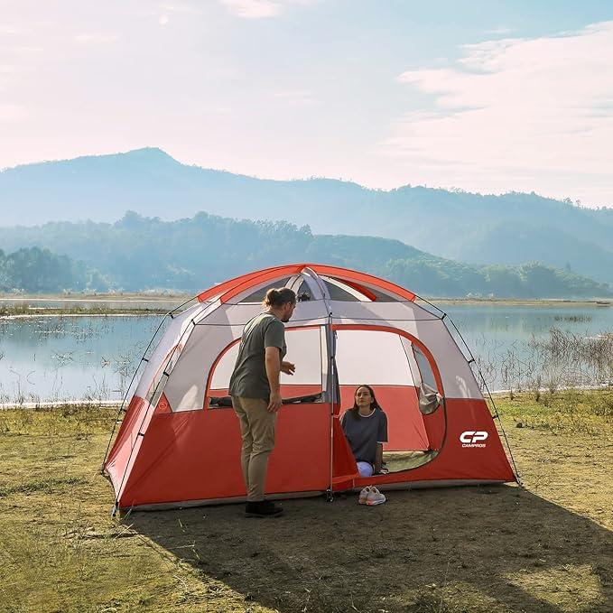 CAMPROS CP Tent 8 Person Camping Tents, Waterproof Windproof Family Tent with Top Rainfly, Large