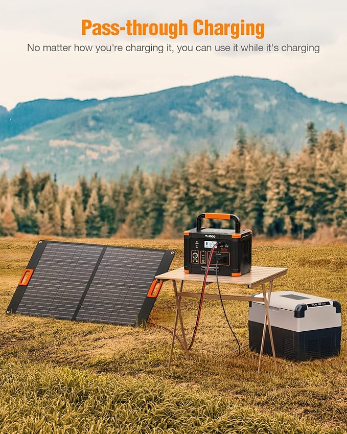 Portable Power Station 1000W (Peak 2000W), GRECELL 999Wh Solar Generator with 60W USB-C PD Output