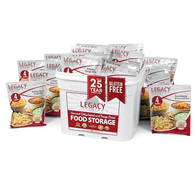 Legacy Food Storage Gluten Free 120 Serving Bucket, Emergency Food Supply, 46,200 Total Calories