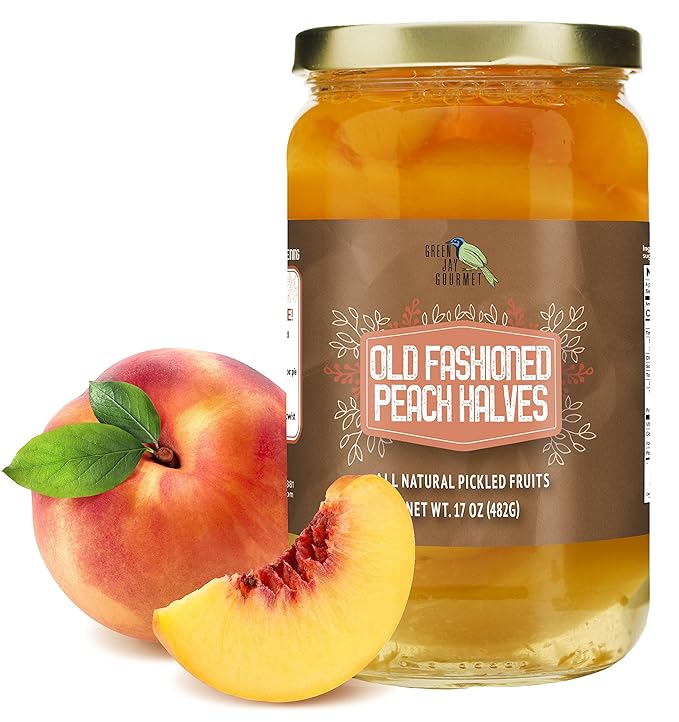 Green Jay Gourmet Old Fashioned Peaches in a Pint Jar - Fresh Hand Jarred Fruit for Cooking &