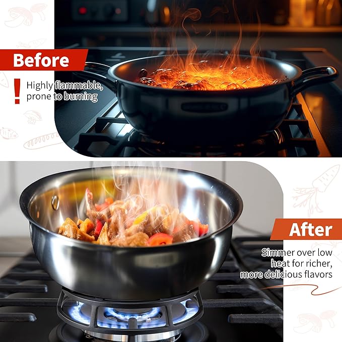 Feekoon Heat Diffuser for Gas Stove, 9.4 Cast Iron Flame Tamer, Stove Top Simmer Plate to Even Heat