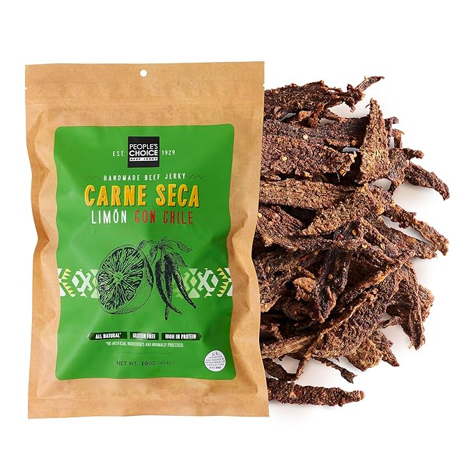 People’s Choice Beef Jerky – Carne Seca – Limón Con Chile – 16g Protein – Sugar Free, Zero Carb