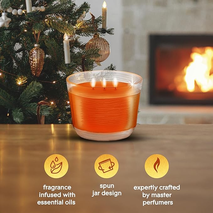 Glade 3-Wick Scented Candle Jar, Pumpkin & Ginger, Air Freshener Infused with Essential Oils, 6.8