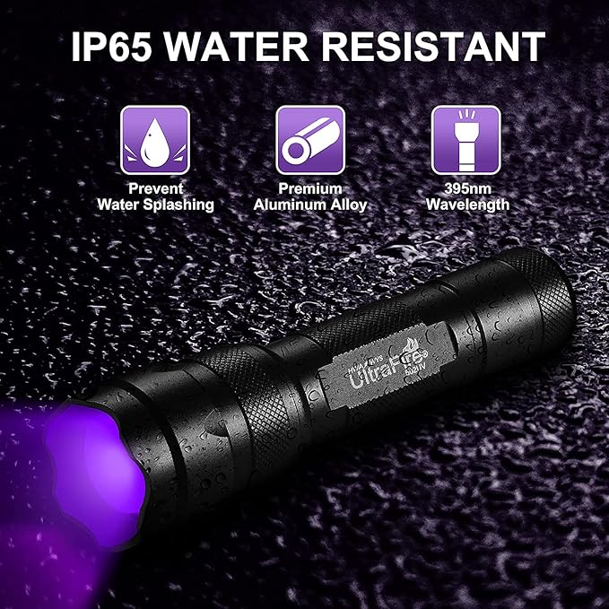ULTRAFIRE Black Light UV Flashlight, Super Power UV 395-405 nm LED WF-502B Blacklight Flashlights