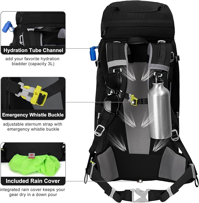 N NEVO RHINO Internal Frame Hiking Backpack 50/60/65/70/80L, Mountain Climbing Camping Backpack