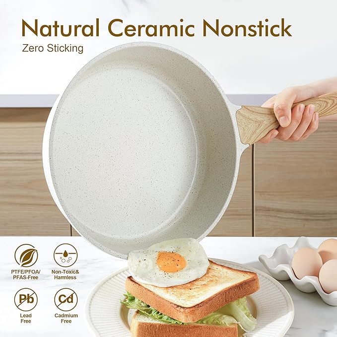 SENSARTE Nonstick Ceramic Saute Pan 10 Inch/3.5QT, Non-toxic Deep Frying Pan Skillet with Lid