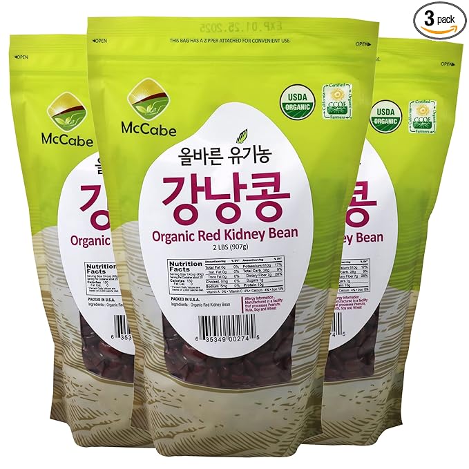 McCabe Organic Dark Red Kidney Bean - Red Kidney Beans | Rich with Fiber & Minerals | USDA and CCOF