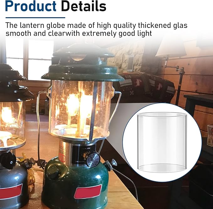 10 Pcs Propane Lantern Mantles with Lantern Globe Replacement Glass - Glass Globe Compatible with