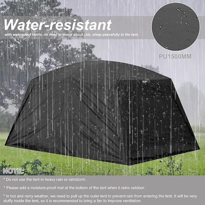 Vidalido 8-10 Person Camping Tent with 3 Door 2 Room Large Family Cabin Tents, Double Layer