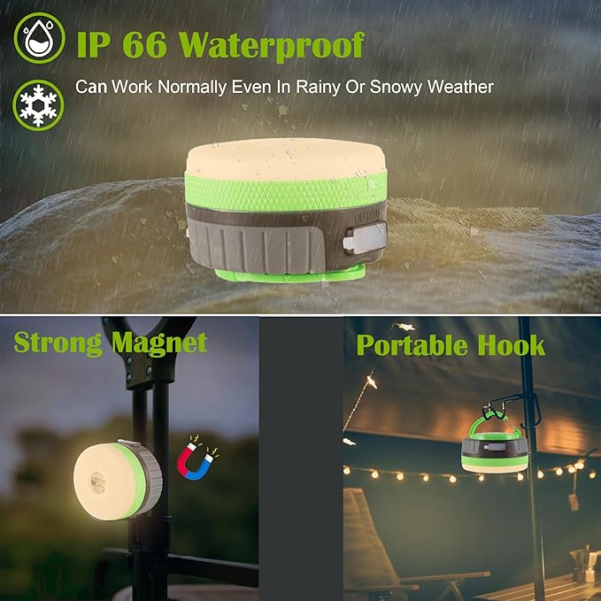 LIT-PaTH LED Camping Lantern, Rechargeable Light with Magnet Base, 2200 mAh, Survival Kit for
