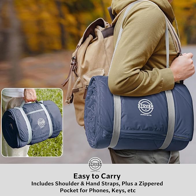 STOVER Waterproof Stadium Blanket – Portable Outdoor Camping Blanket for Travel, Picnics, or Sports