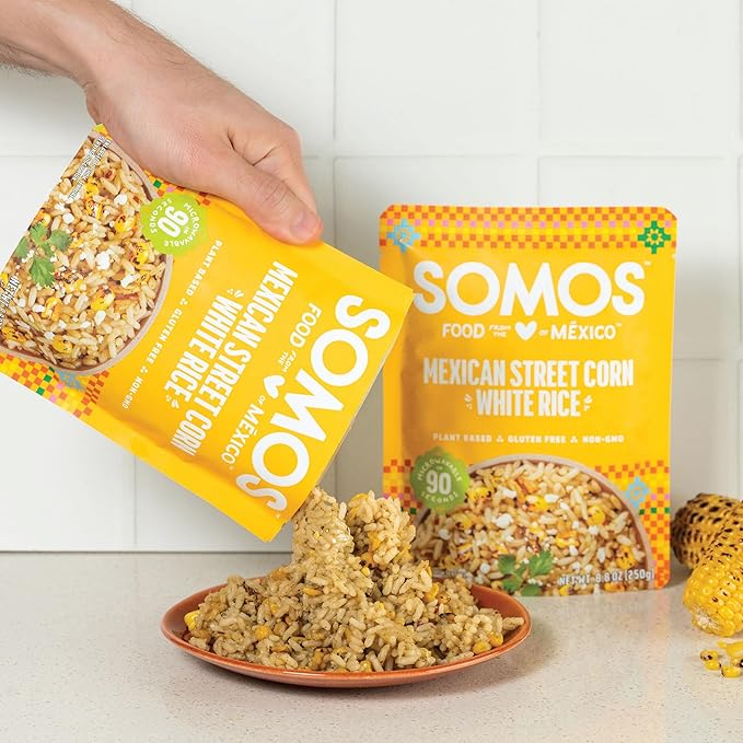 SOMOS Mexican Street Corn White Rice ??Gluten Free, Non-GMO, Vegan & Microwavable Meals Ready to