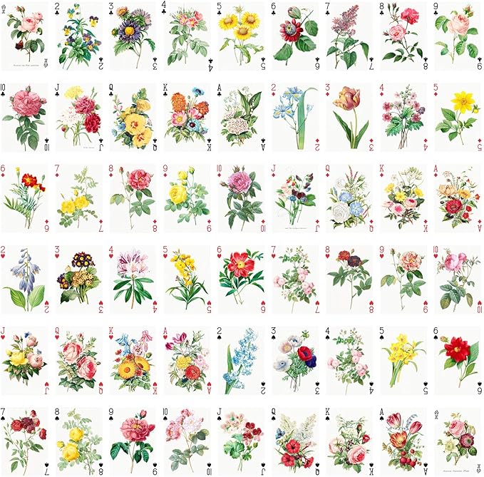 Flowers Roses Playing Cards (Poker Deck 54 Cards All Different) Vintage Graden Flowers Roses