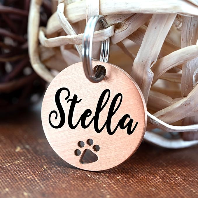 Ultra Joys Dog Tags Personalized for Pets - Hollow Paw Custom Pet ID Tag - Engraved Dog Tag for