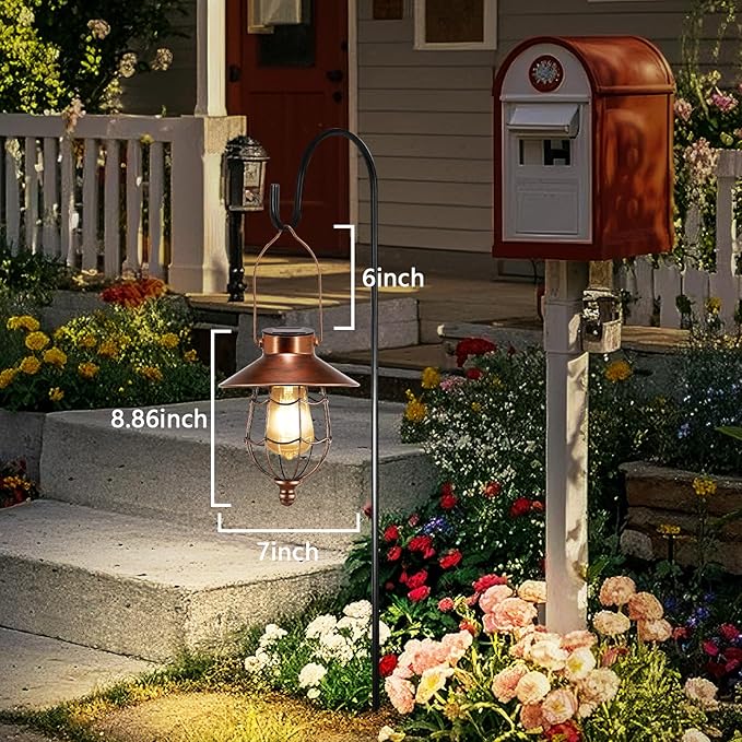 Solar Lanterns Outdoor Hanging Metal Vintage Lantern Warm White Solar Lights lamp Waterproof Edison