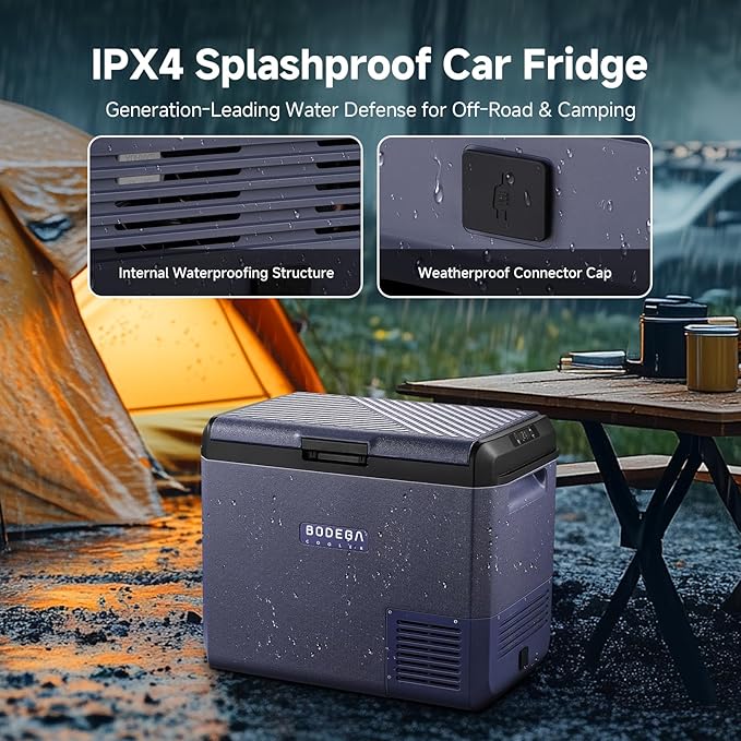 BODEGACOOLER 12v Car Refrigerator, 63QT(60L) IPX4 Waterproof Electric Cooler, APP Control Car