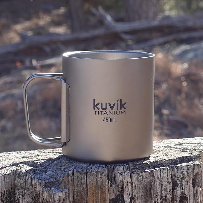 Kuvik Double-Walled Titanium Mug 450ml (15.2 oz) - Ultralight and Compact Mug for Backpacking