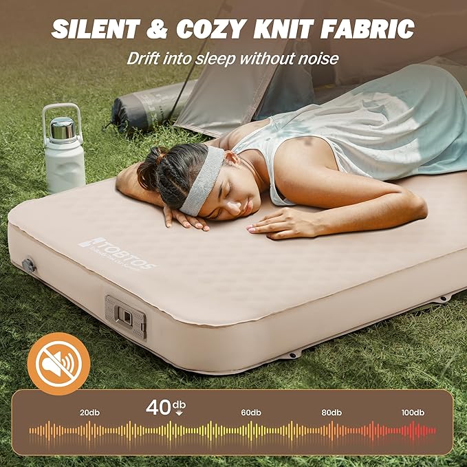 TOBTOS 4" Thick Self Inflating Sleeping Pad with Electric Pump, Ultra-Compressible Foam Air Camping