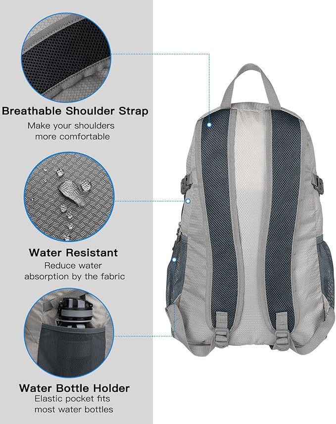 WATERFLY Small Lightweight Packable Backpack: 20l Ultra Light Foldable Travel Hiking Camping