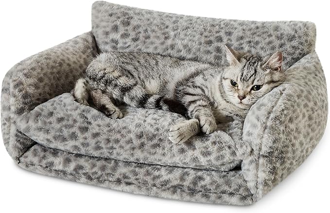 Hollypet Cat Bed Fluffy Plush Mutifuctional Double-Layer Soft Pet Couch Orthopedic Sofa Nest Beds