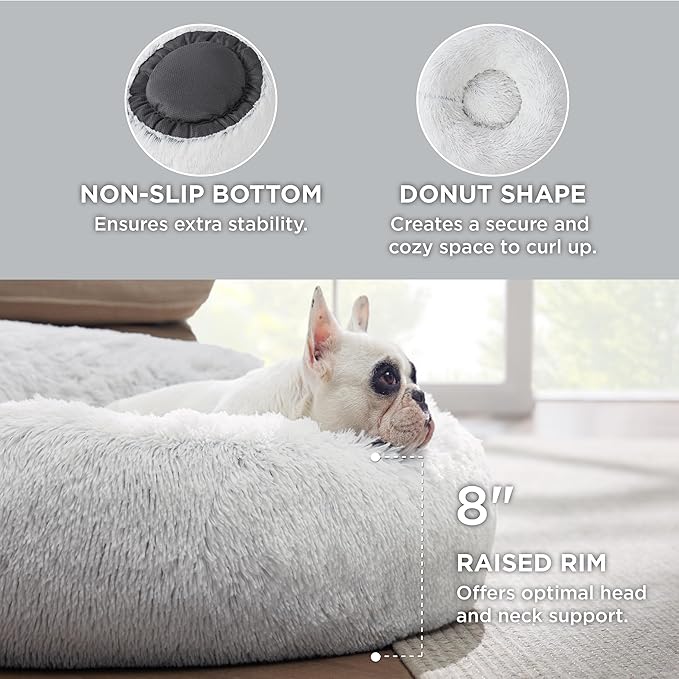 Bedsure Calming Dog Bed for Medium Dogs - Donut Washable Medium Pet Bed, 30 inches Anti-Slip Round