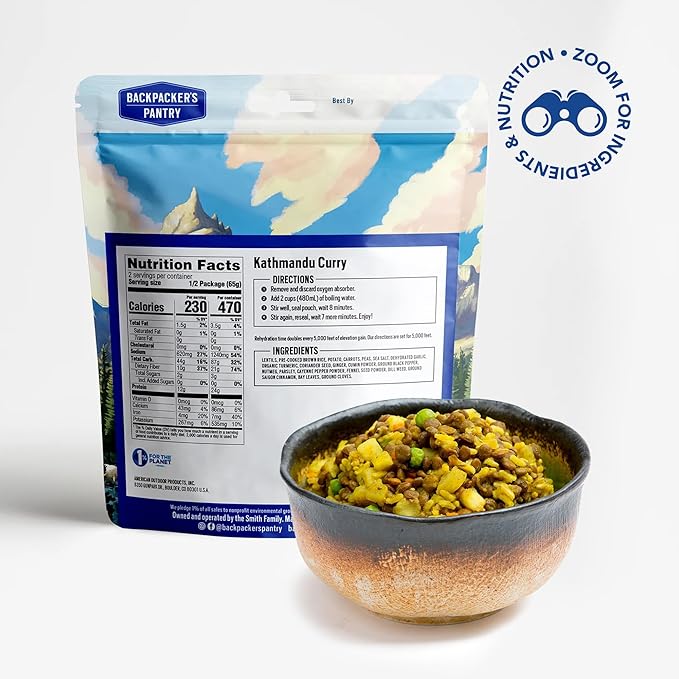 Backpacker's Pantry Kathmandu Curry, 2 Servings Per Pouch, Freeze Dried Food, 16 Grams of Protein