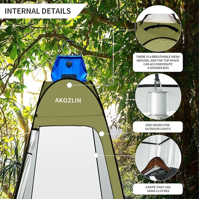 AKOZLIN Portable Pop Up Shower Tent Instant Privacy Dressing Changing Tent Outdoor Shower Room Camp