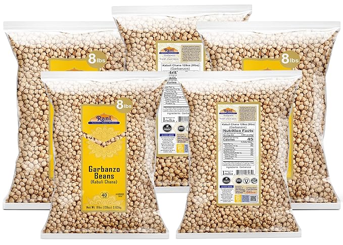 Rani Garbanzo Beans (Kabuli Chana) 128oz (8lbs) 3.63kg x Pack of 5 (Total of 40lbs) Bulk ~ All