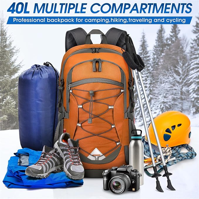 IGOLUMON Hiking Backpack 40L Packable Lightweight Camping Backpack Men Women Waterproof Hiking
