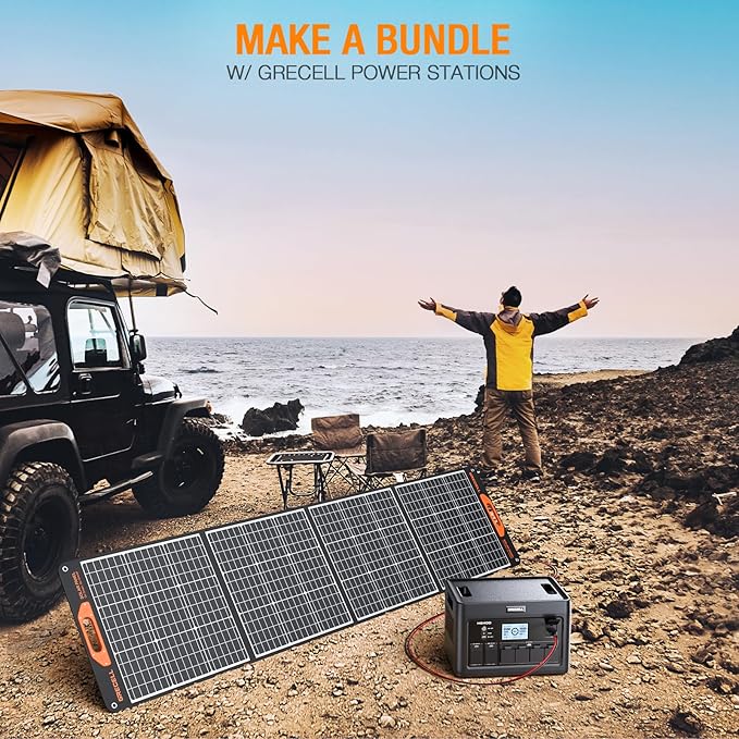 200W Portable Solar Panel for Power Station Generator, 12V/24V Flexible Foldable Solar Panel Kit