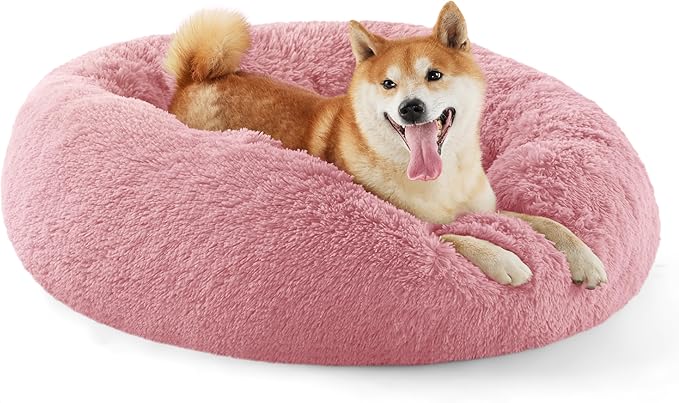 Bedsure Calming Dog Bed for Medium Dogs - Donut Washable Medium Pet Bed, 30 inches Anti-Slip Round