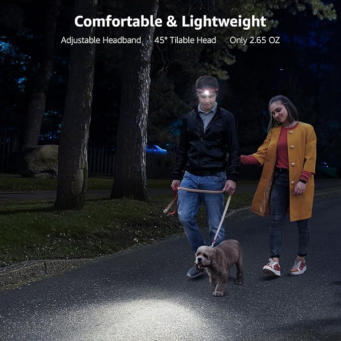 Lepro 320014 LED Rechargeable Headlamp, 2 Pack Head Lamp with 6 Modes for Camping & Hiking Gear