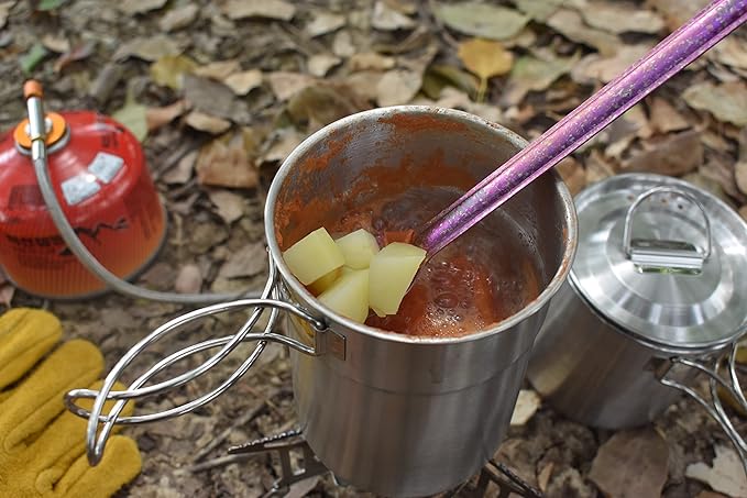 Camping Cups and Mugs Pot 2Pcs -304 Food Grade Stainless Steel - Outdoor Cookware Set with Vented