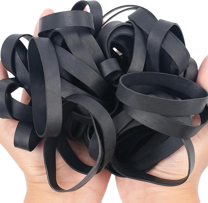 AMUU Rubber Bands Size #84 Tactical Rubber Bands Black Elastics Bands 50 Pack Wide Thick for Office