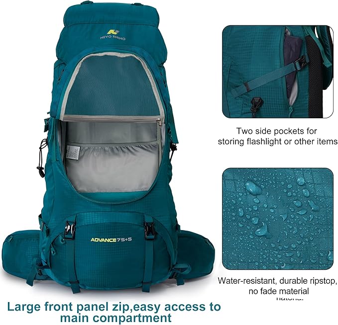 N NEVO RHINO Internal Frame Hiking Backpack 50/60/65/70/80L, Mountain Climbing Camping Backpack