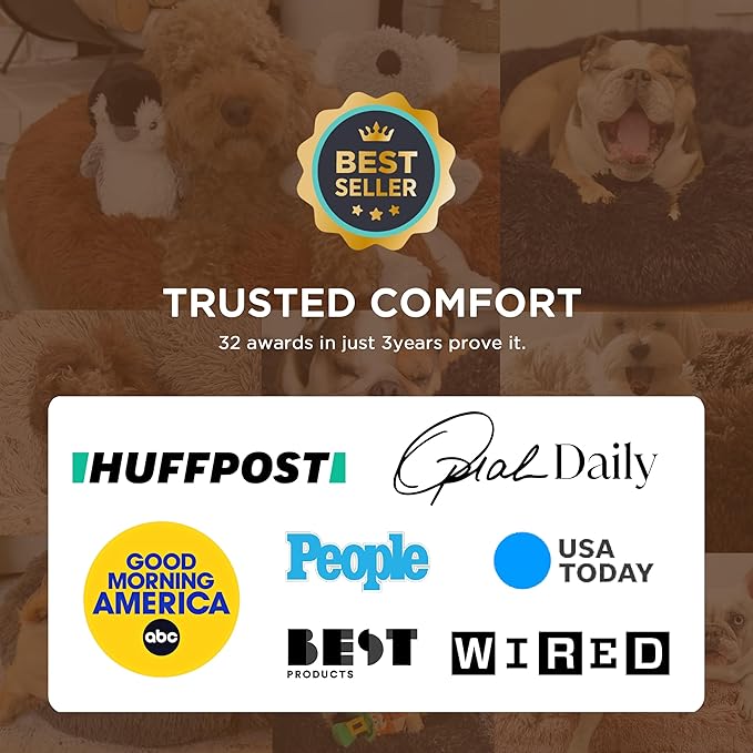 Bedsure Calming Dog Bed Medium Size Dog - Donut Washable Medium Pet Bed, 30 inches Anti-Slip Round