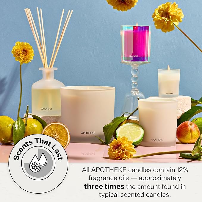 Apotheke 3-Wick Scented Candles for Home, Bergamot Tangerine - 26 oz Soy Wax Aromatherapy Jar