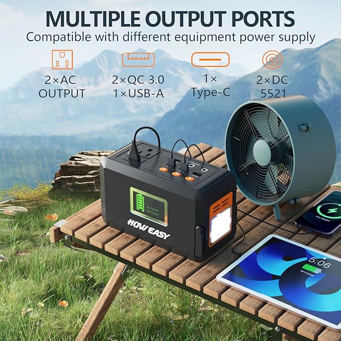 HOWEASY Portable Power Station, 88Wh Solar Generator, Lithium Battery Power with 110V AC 150W Peak