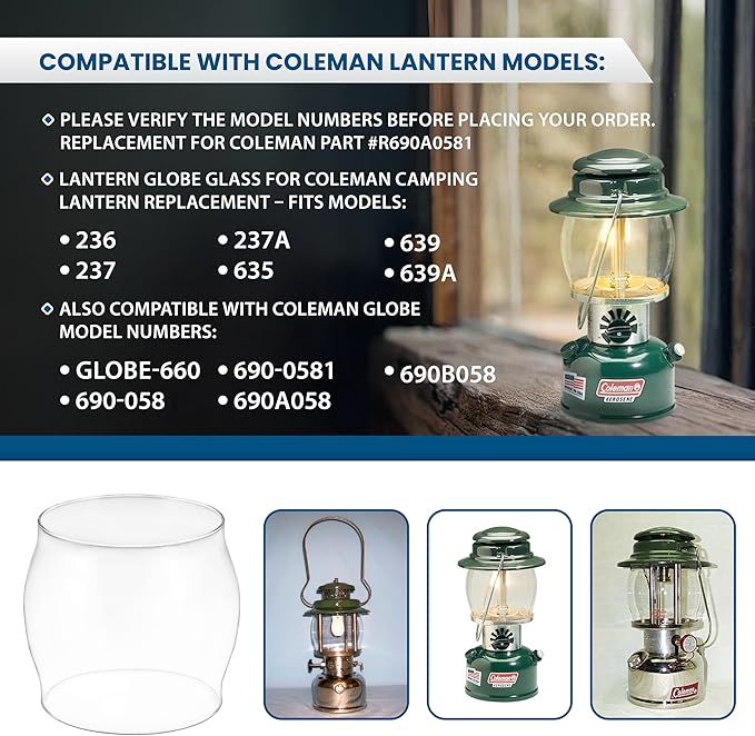 American Mantle Lantern Globe Replacement Height: 5¼" (133.35mm) Diameter 4 7⁄8" (123.83mm) | Clear