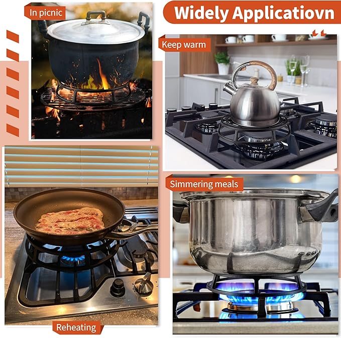 Feekoon Heat Diffuser for Gas Stove, 9.4 Cast Iron Flame Tamer, Stove Top Simmer Plate to Even Heat