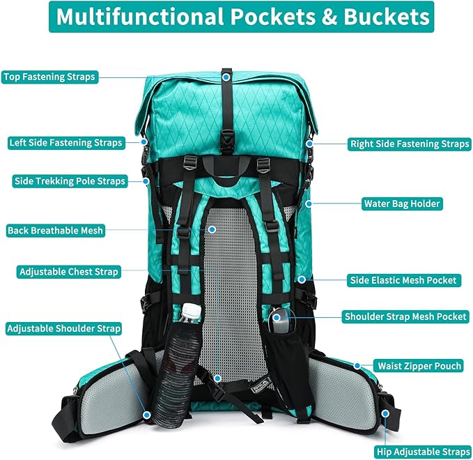 Hiking Backpack,40L to 50L Extra Large Capacity Hiking Bag,Internal Frame Camping Backpack,Upgraded