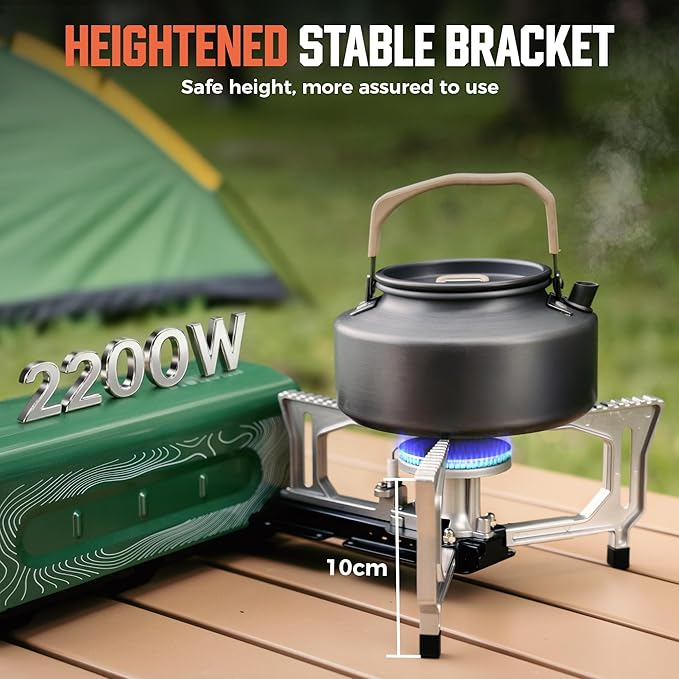 BIG HORN OUTDOORS Butane Camping Stove, Portable Folding Gas Burner with Carry Bag for Camping