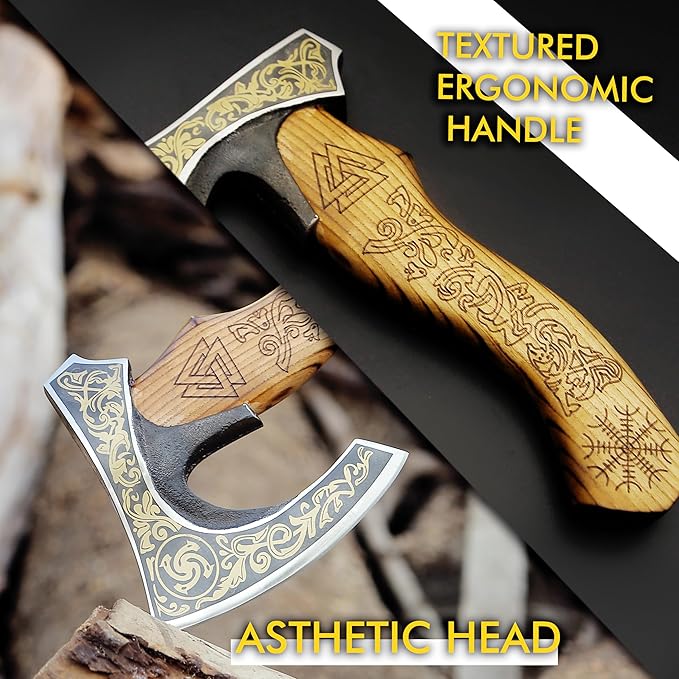 SHINY CRAFTS-Viking axe bearded axe tomahawk birthday gifts-Viking Axe with Carbon Steel Head and